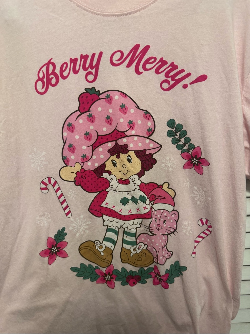 Berry Merry Holiday Pink Strawberry Shortcake Graphic Tee